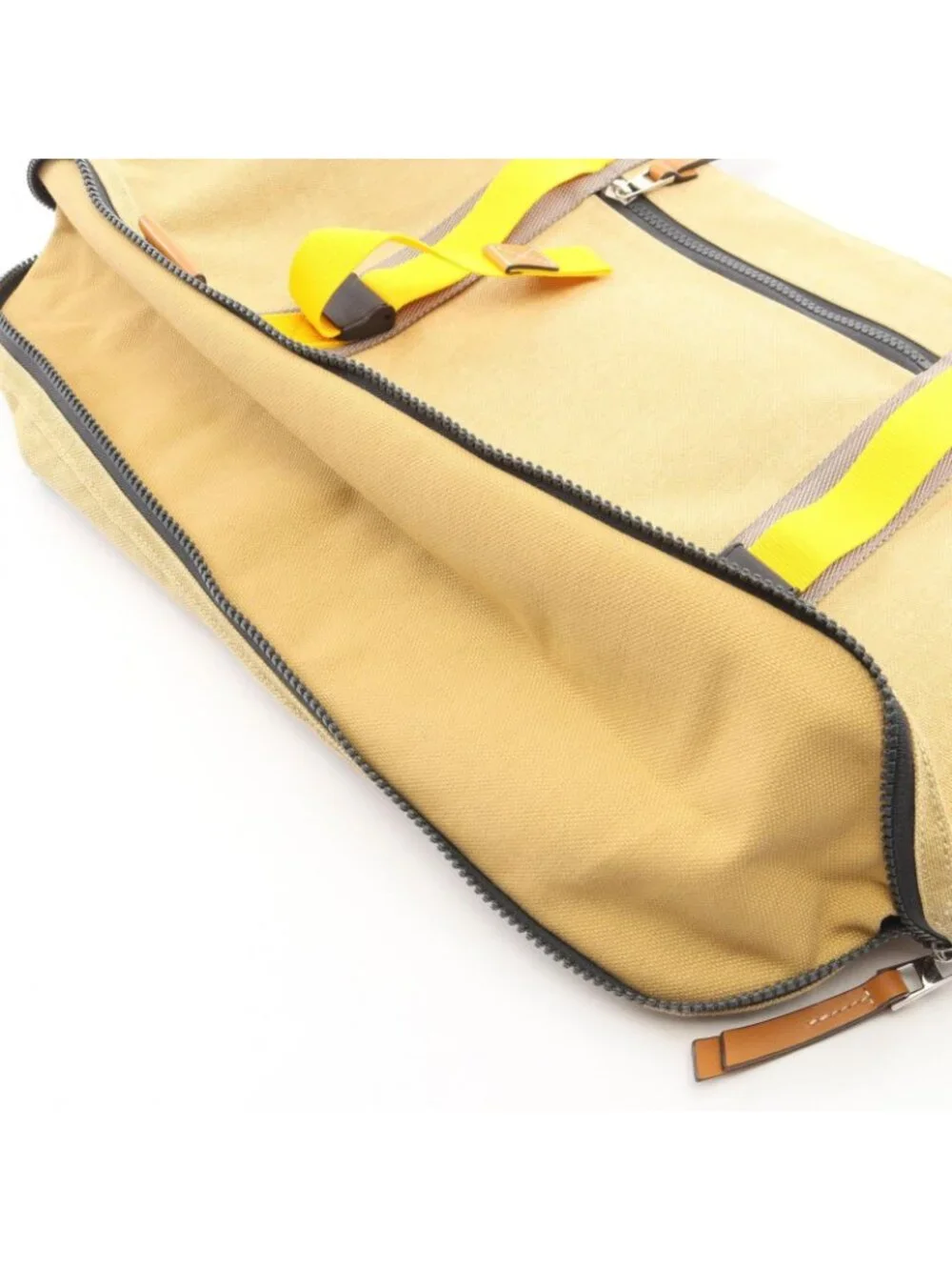 Loewe Tote Bag Eye Nature Eln 2-Way Beige Yellow Gray Canvas Leather